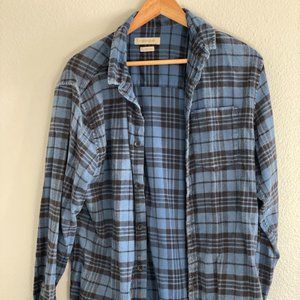 Acid Wash Classic Flannel Button-Down Shirt